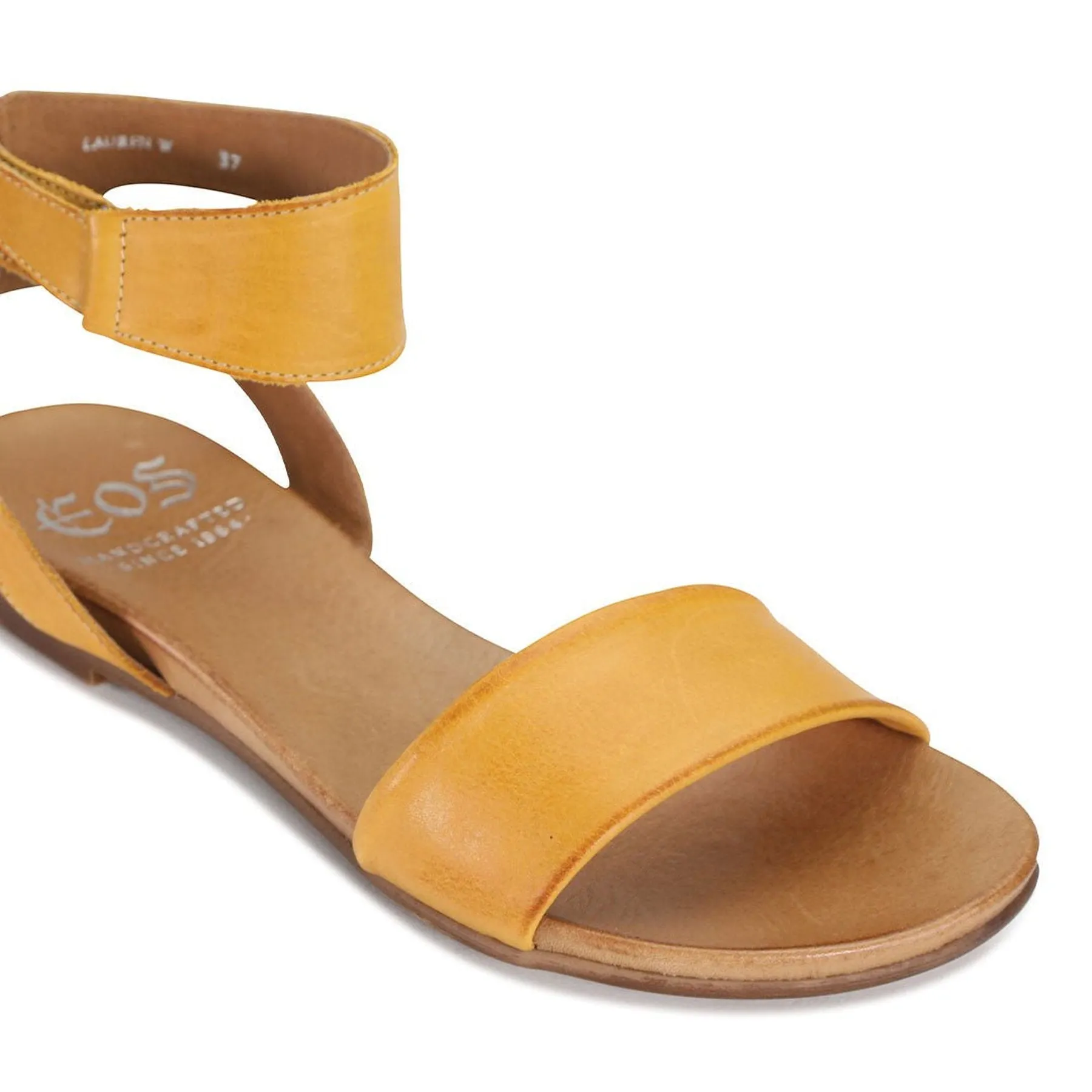 LAUREN LEATHER ANKLE STRAP SANDALS