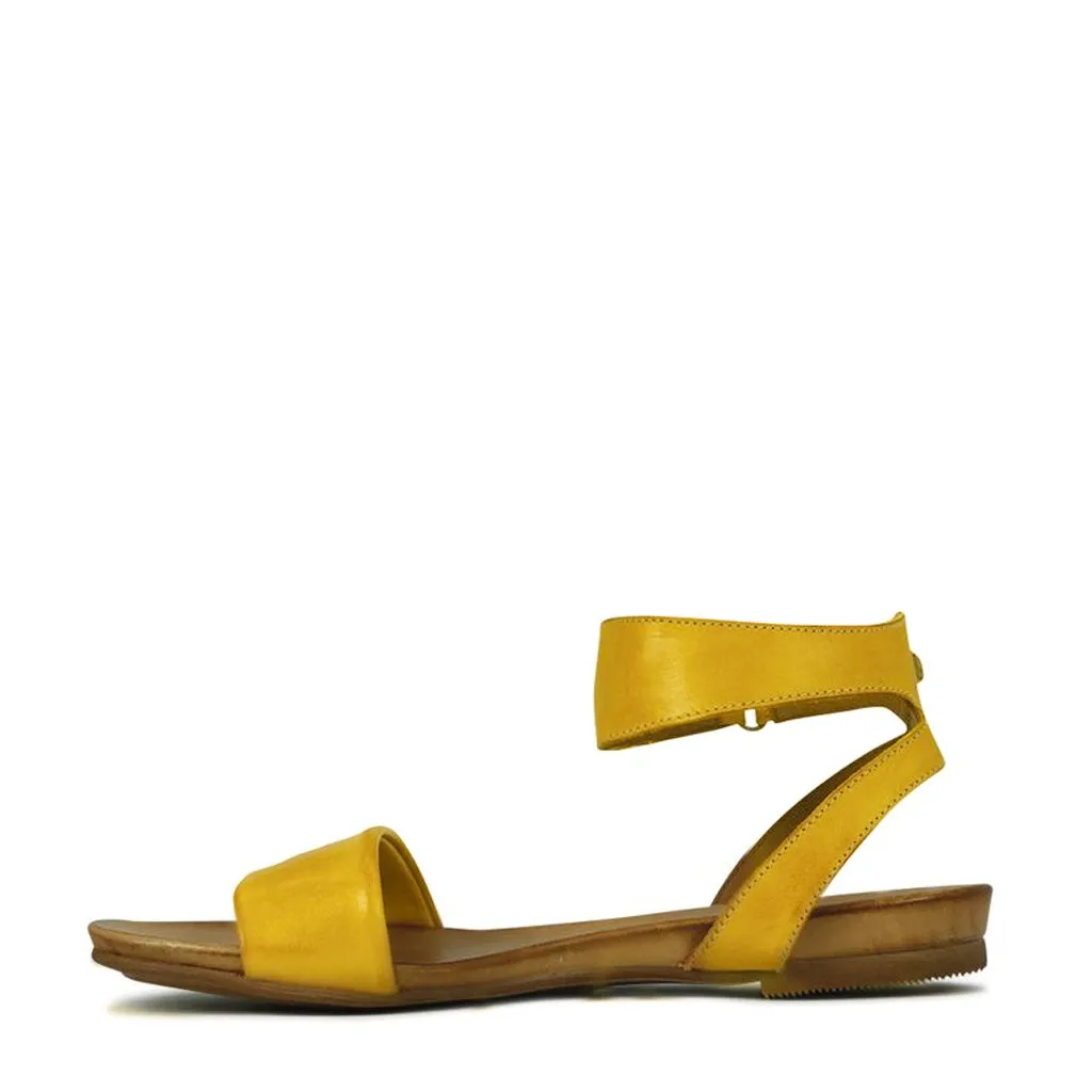 LAUREN LEATHER ANKLE STRAP SANDALS
