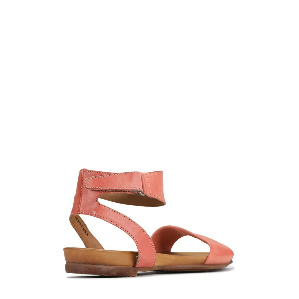 LAUREN LEATHER ANKLE STRAP SANDALS