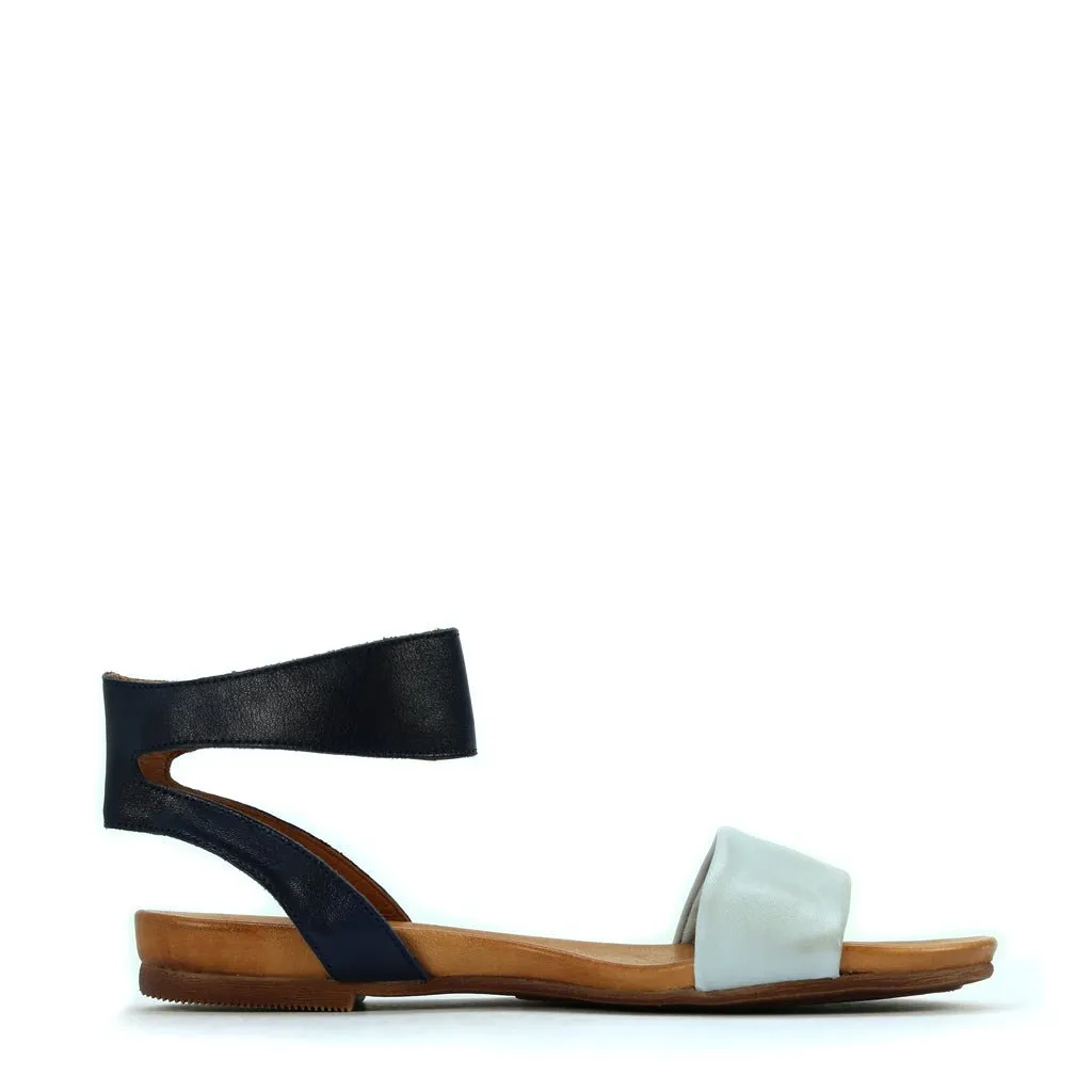 LAUREN LEATHER ANKLE STRAP SANDALS