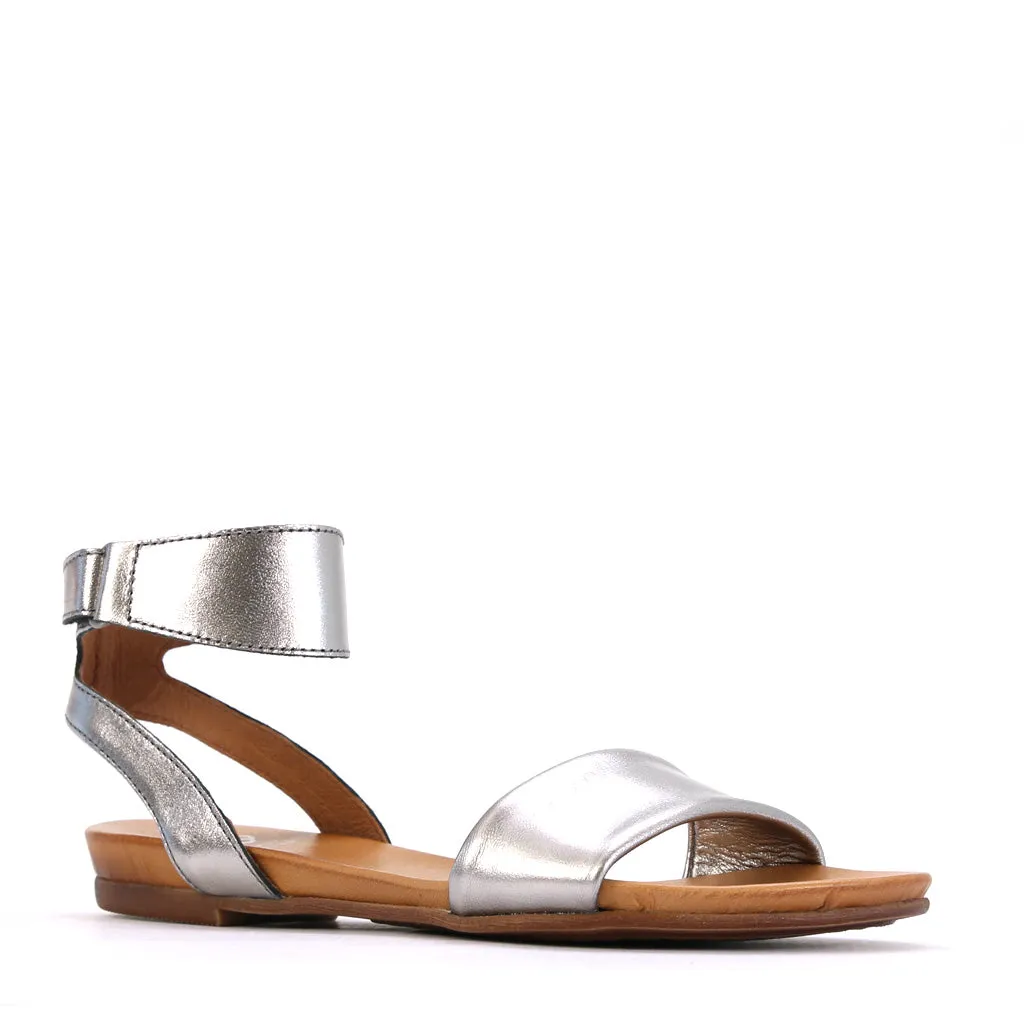 LAUREN LEATHER ANKLE STRAP SANDALS