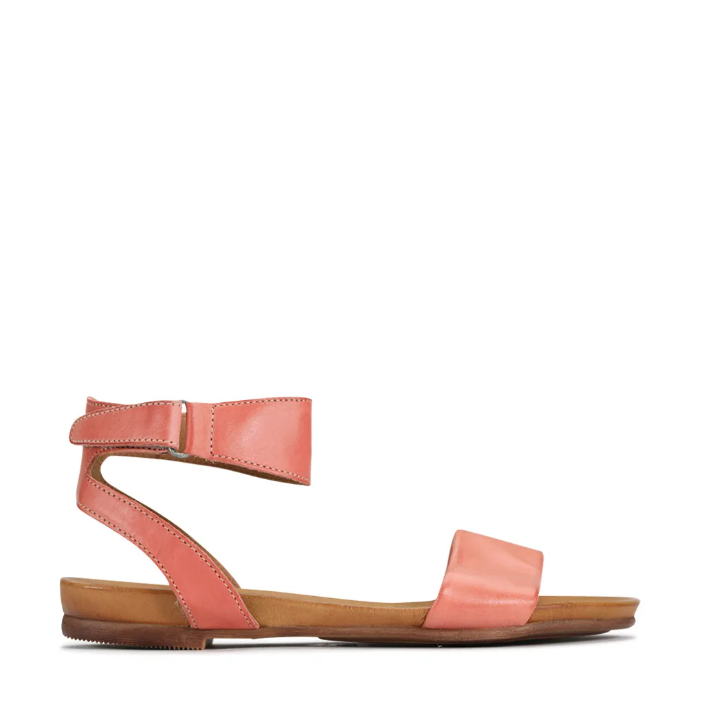 LAUREN LEATHER ANKLE STRAP SANDALS