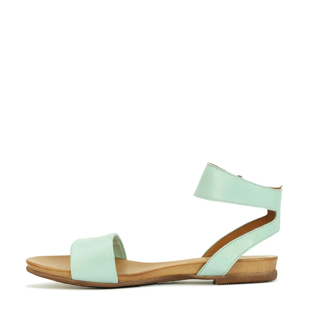 LAUREN LEATHER ANKLE STRAP SANDALS