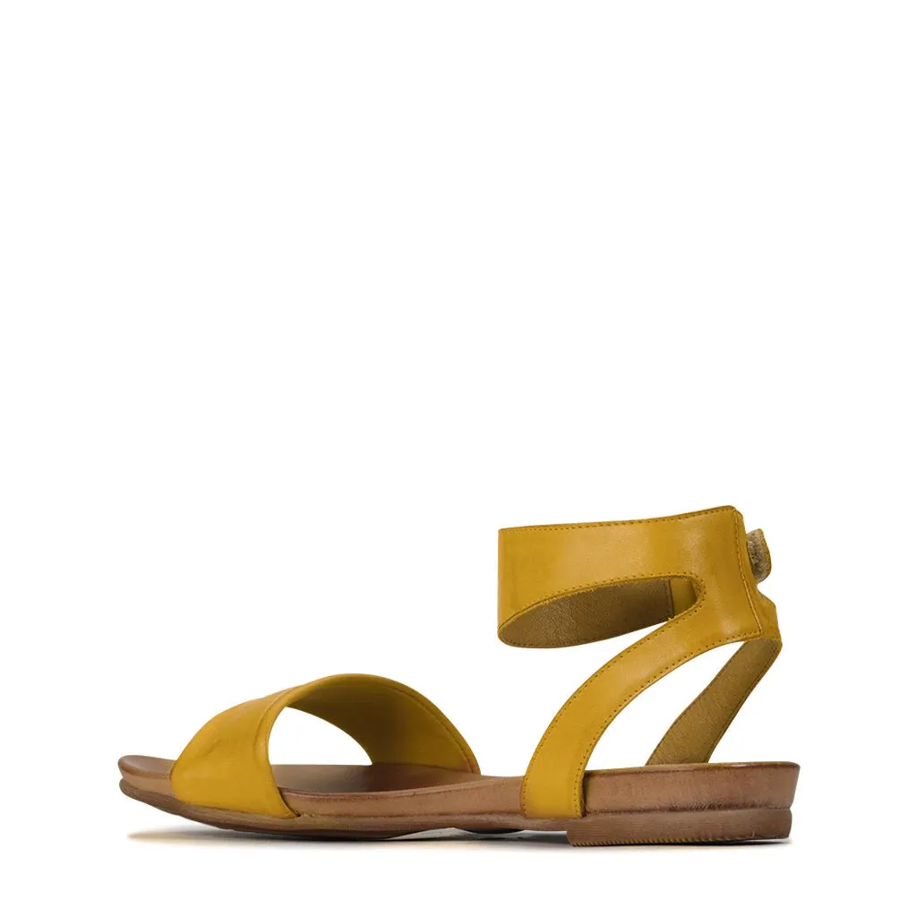 LAUREN LEATHER ANKLE STRAP SANDALS