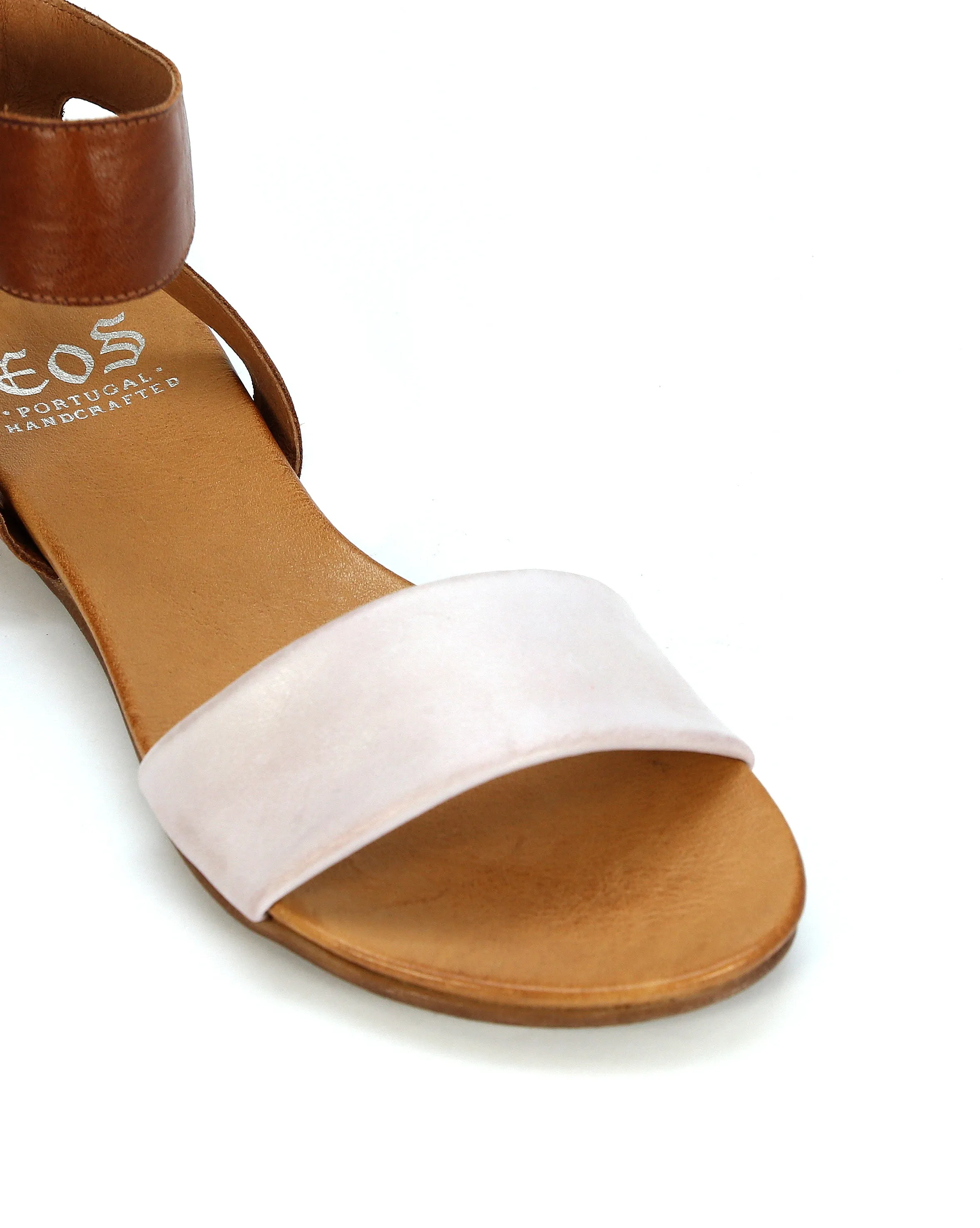 LAUREN LEATHER ANKLE STRAP SANDALS