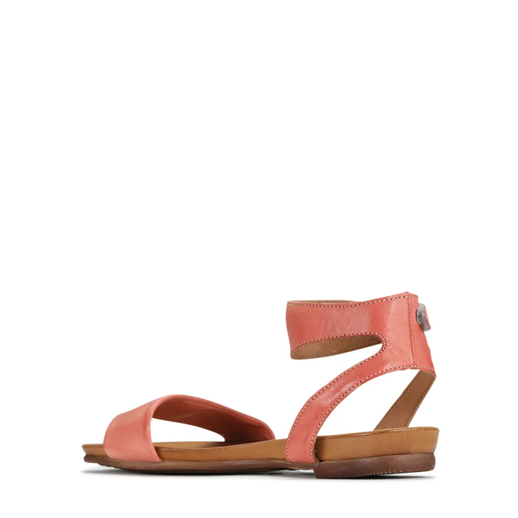 LAUREN LEATHER ANKLE STRAP SANDALS