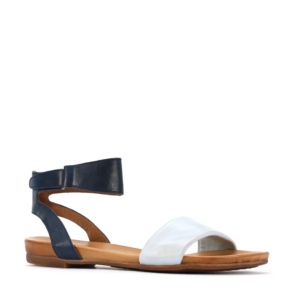 LAUREN LEATHER ANKLE STRAP SANDALS