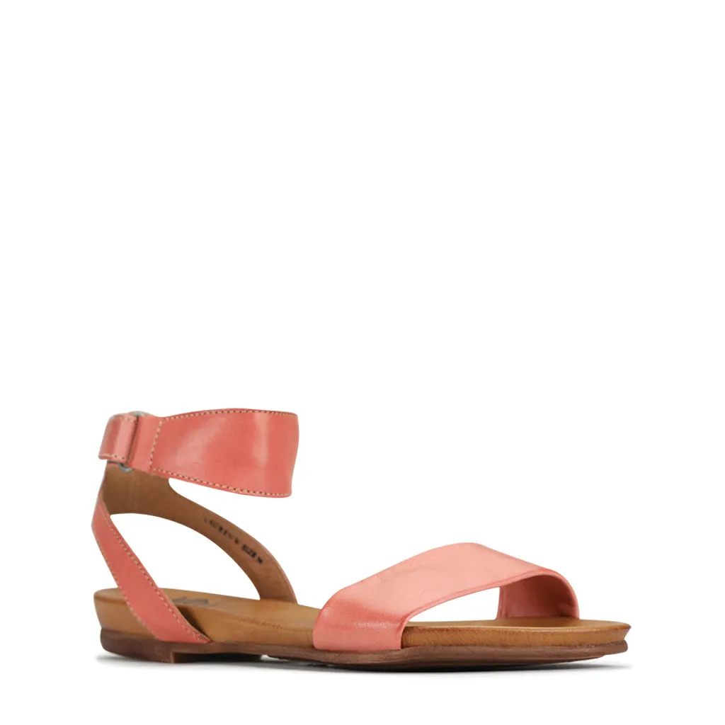 LAUREN LEATHER ANKLE STRAP SANDALS