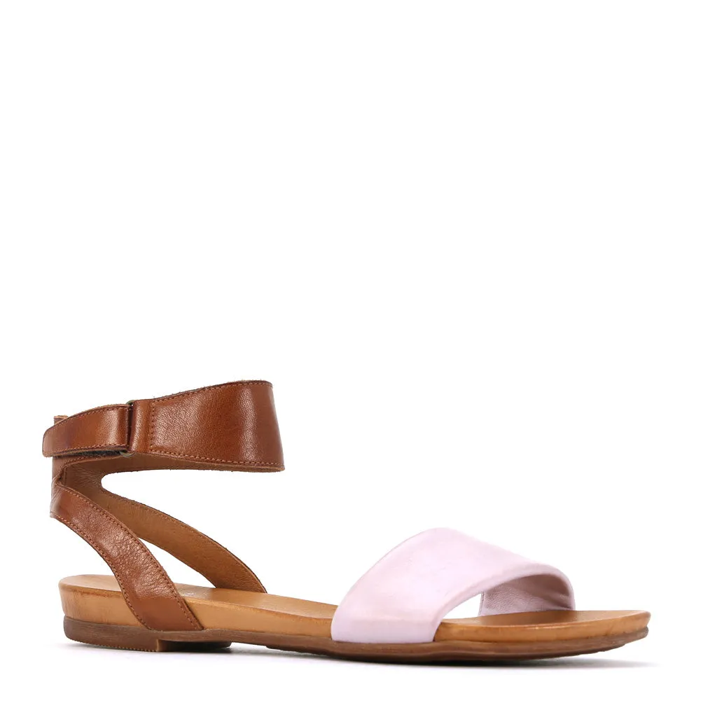 LAUREN LEATHER ANKLE STRAP SANDALS