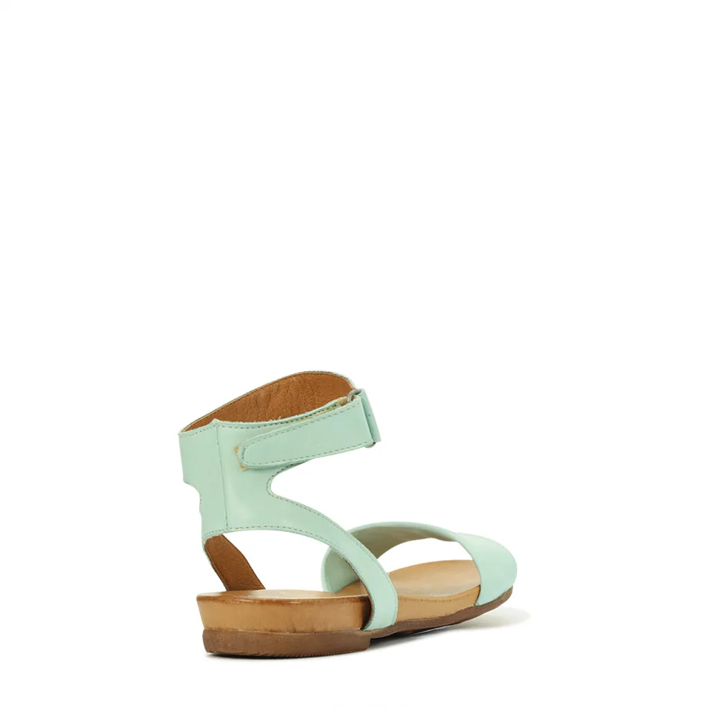 LAUREN LEATHER ANKLE STRAP SANDALS