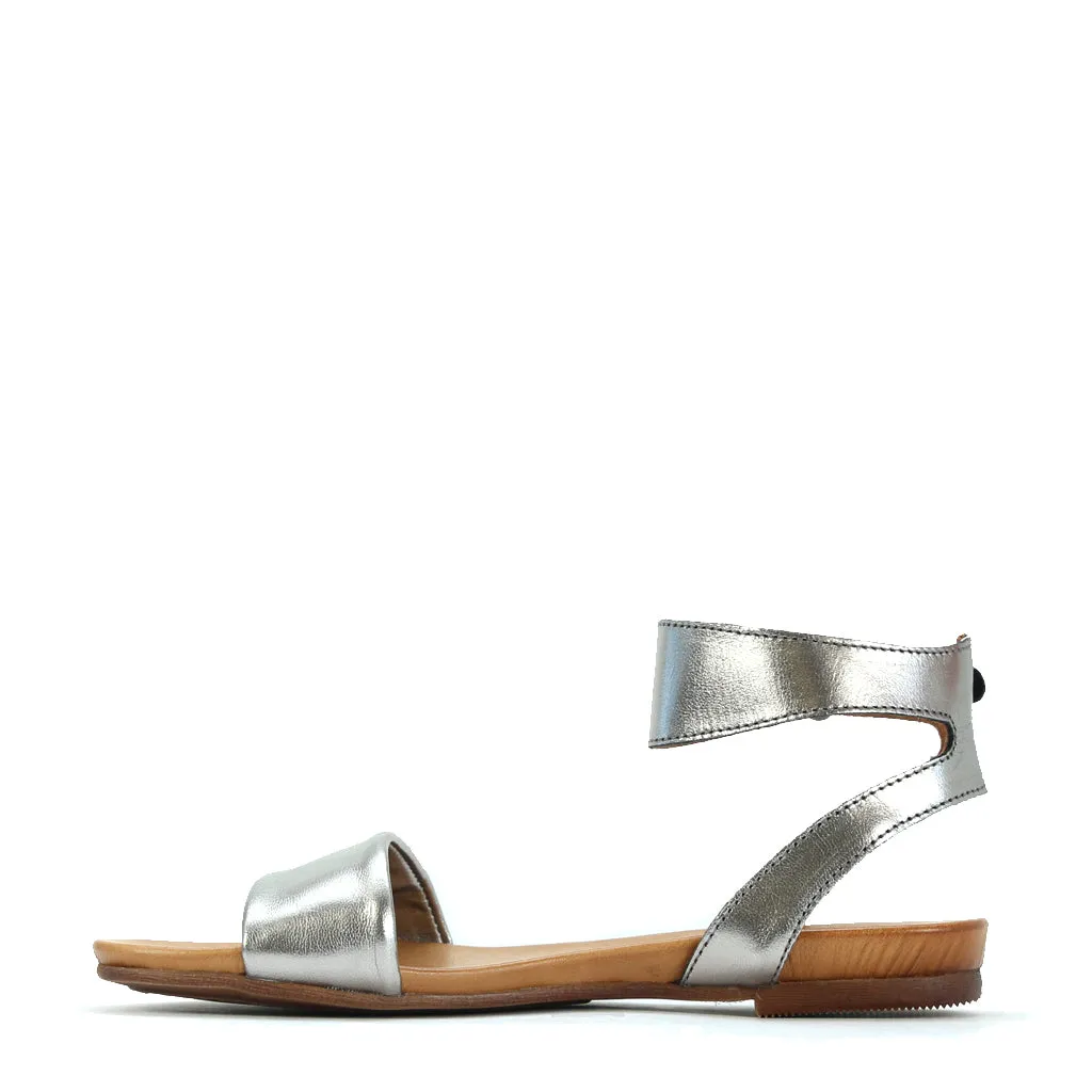 LAUREN LEATHER ANKLE STRAP SANDALS