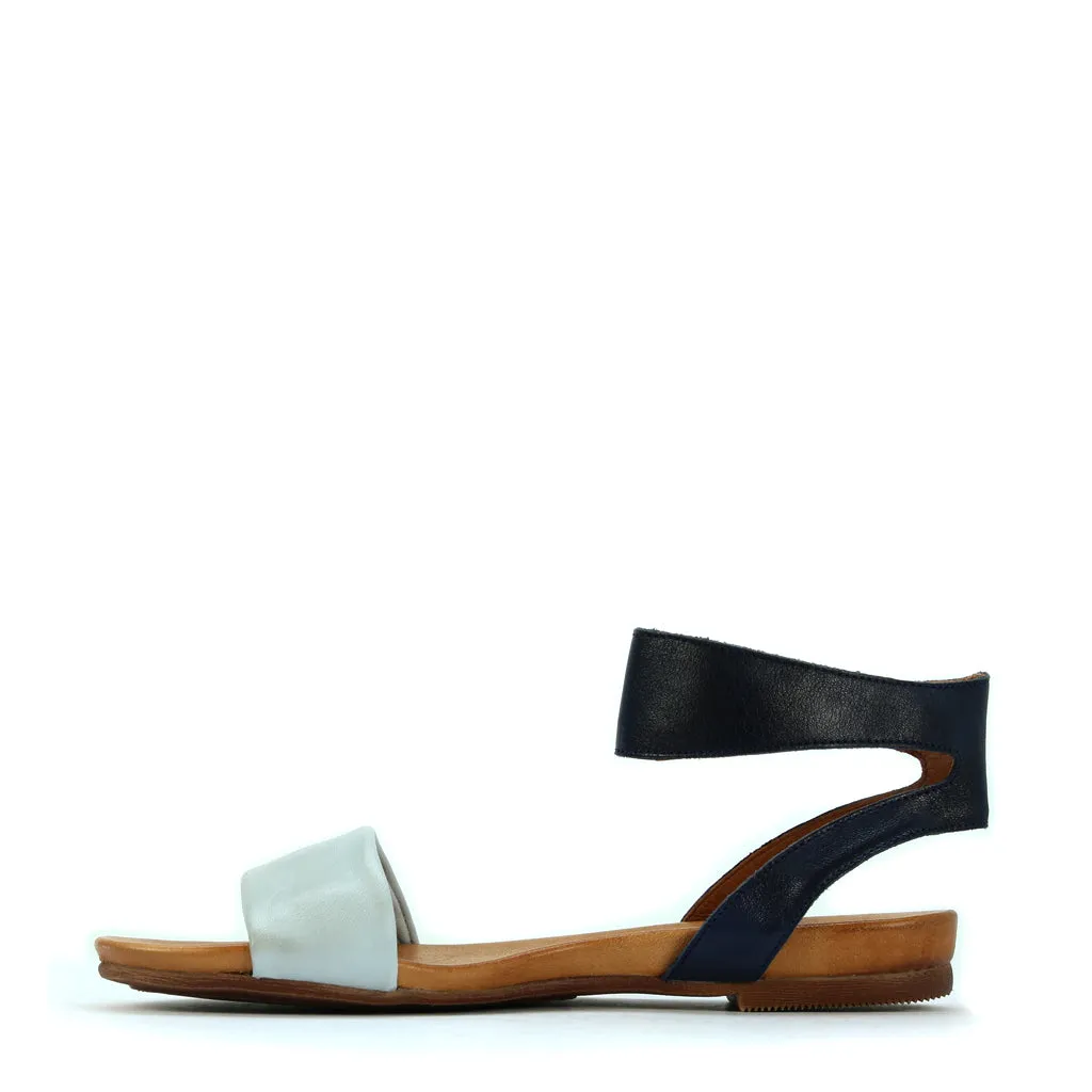 LAUREN LEATHER ANKLE STRAP SANDALS