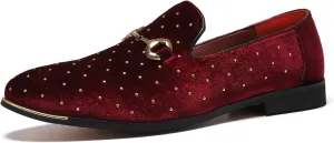 LCQL Men's Noble Suede Loafers Shoes Slip-on Dress Shoes with Gold Rivet Party Dancing Shoes Plus Size 7-12.5 LCQL Men's Noble Suede Loafers Shoes Slip-on Dress Shoes with Gold Rivet Party Dancing Shoes Plus Size 7-12.5