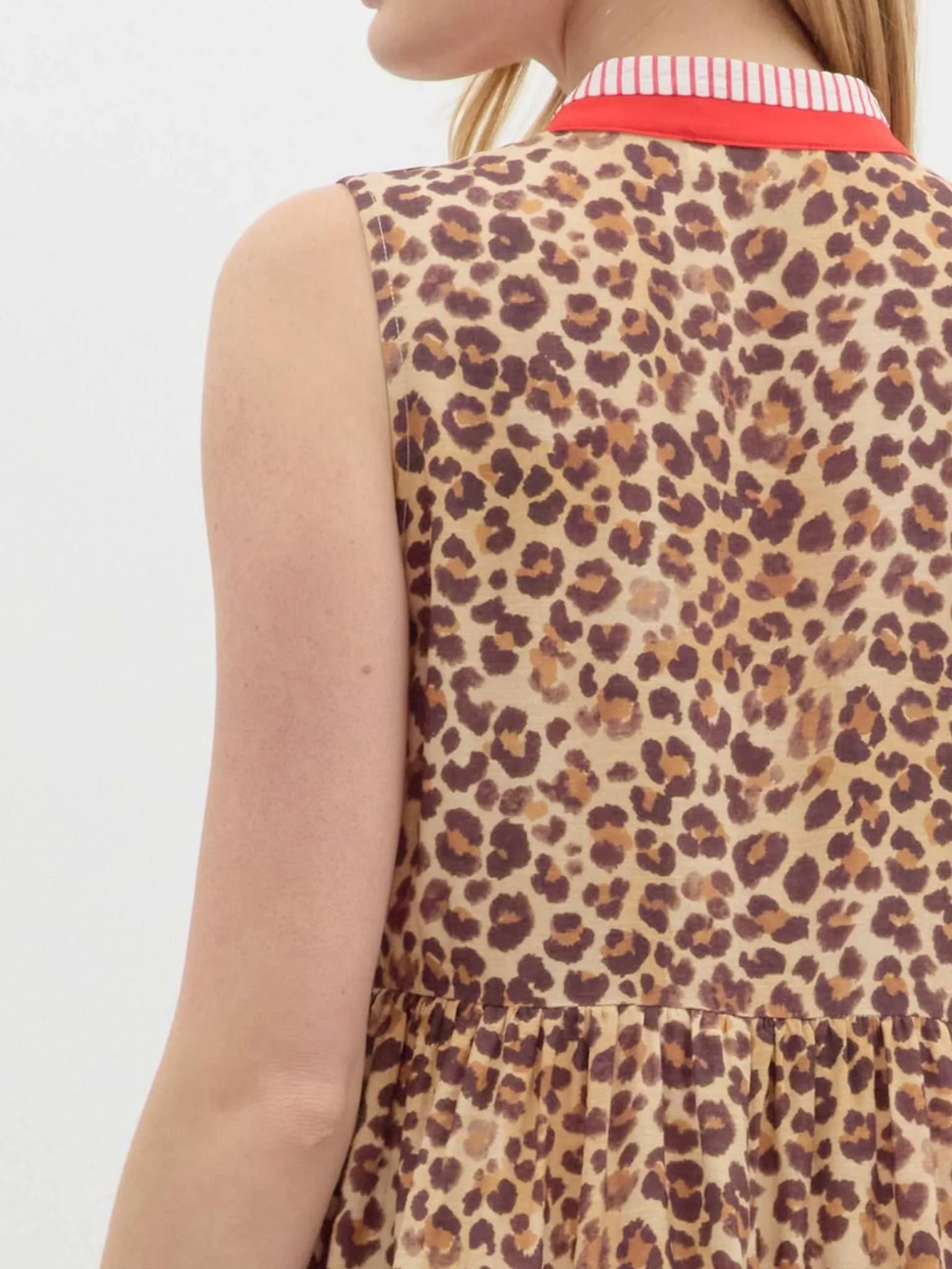 Leopard Print Sleeveless Tiered Mini Dress