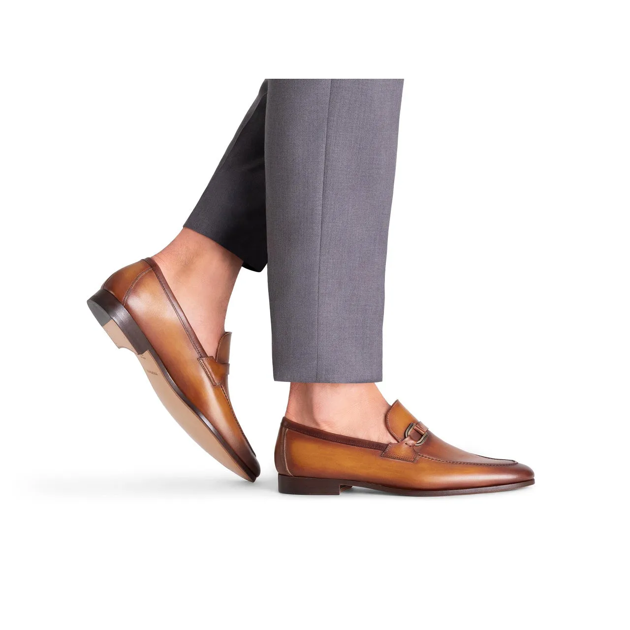 Magnanni Silvano 24385 Men's Shoes Cuero Tan Calf-Skin Leather Buckle Slip-On Loafers (MAGS1140)