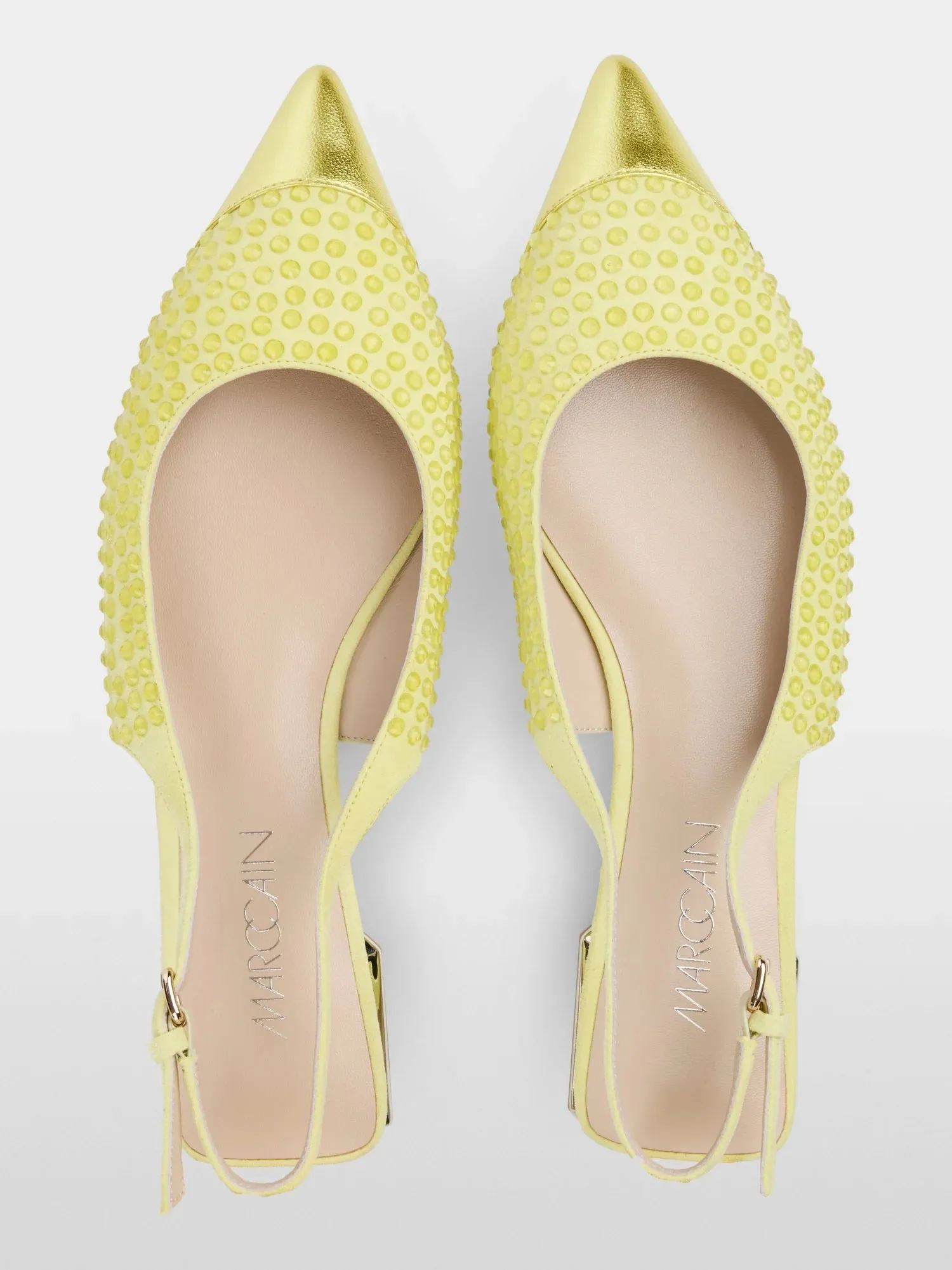 Marc Cain Yellow Flat slingbacks with glitter