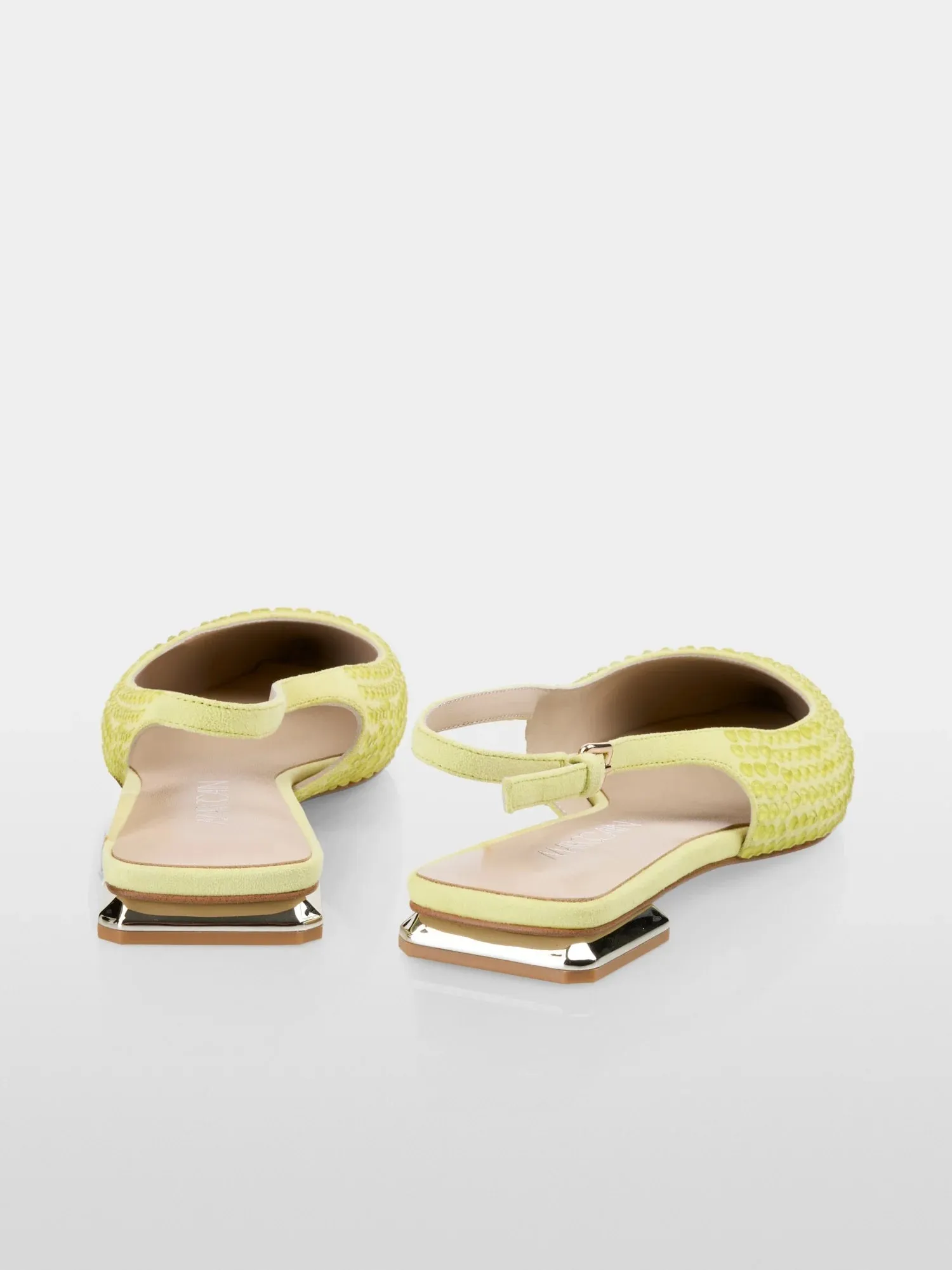 Marc Cain Yellow Flat slingbacks with glitter