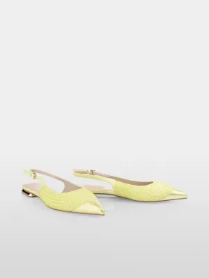 Marc Cain Yellow Flat slingbacks with glitter