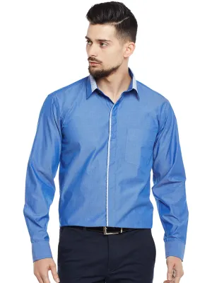 Men Blue Solid Pure Cotton Pure Cotton Slim Fit Formal Shirt