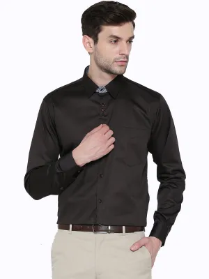 Men Brown Solid Pure Cotton Slim Fit Formal Shirt