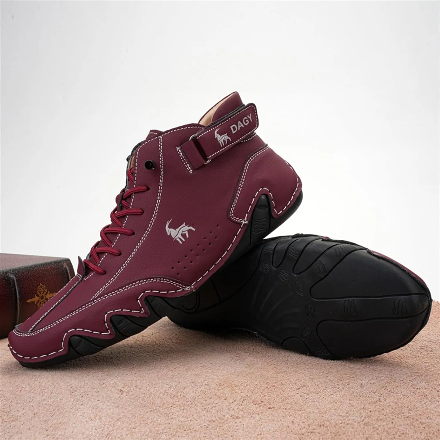 Men' Chukka Boots Italian Handmade Suede High Hiking Boots Casual Sneakers Waterproof Lightweight High Top Barefoot Ankle Boots Outdoor Shoes For Hiking Camping & Driving All Season