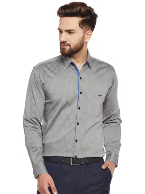 Men Grey Solid Pure Cotton Slim Fit Formal Shirt