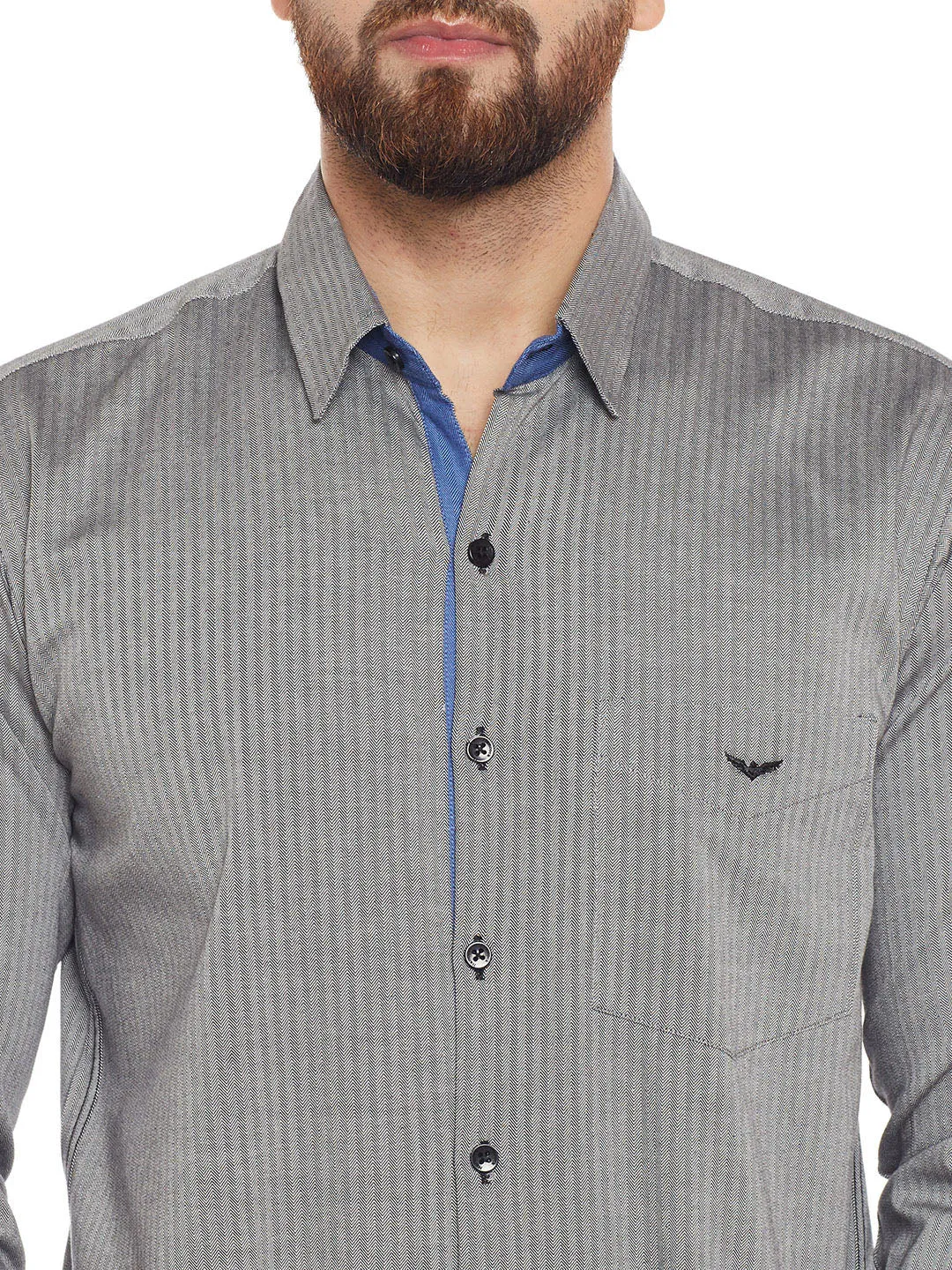 Men Grey Solid Pure Cotton Slim Fit Formal Shirt