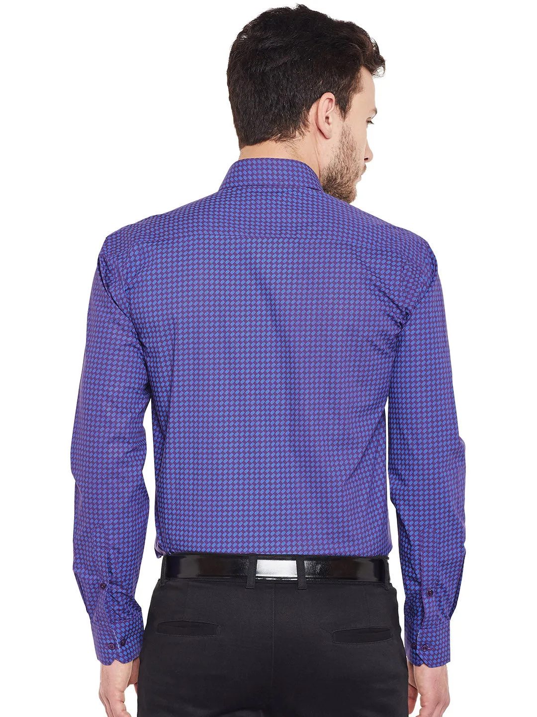 Men Purple Printed Pure Cotton Slim Fit Formal Shirt