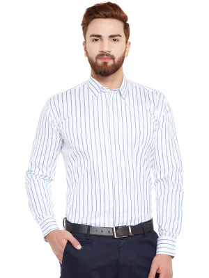 Men White Stripes Pure Cotton Slim Fit Formal Shirt