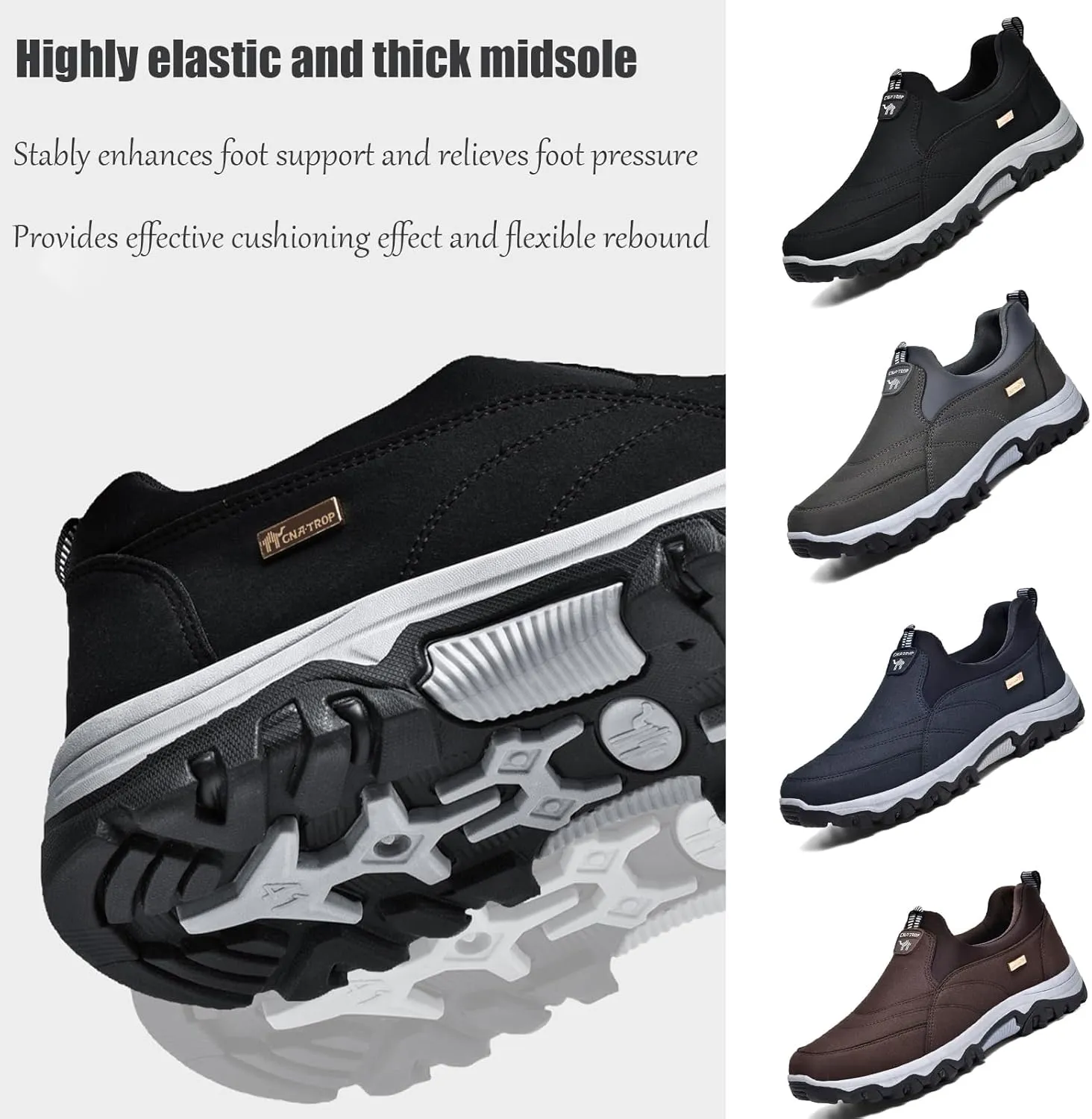 Men's Slip-on Orthopedic Non-Slip Walking Loafers Fashionable Comfort Breathable Arch Support Outdoor Hiking Sneakers Casual Soft Flats Driving Work Shoes