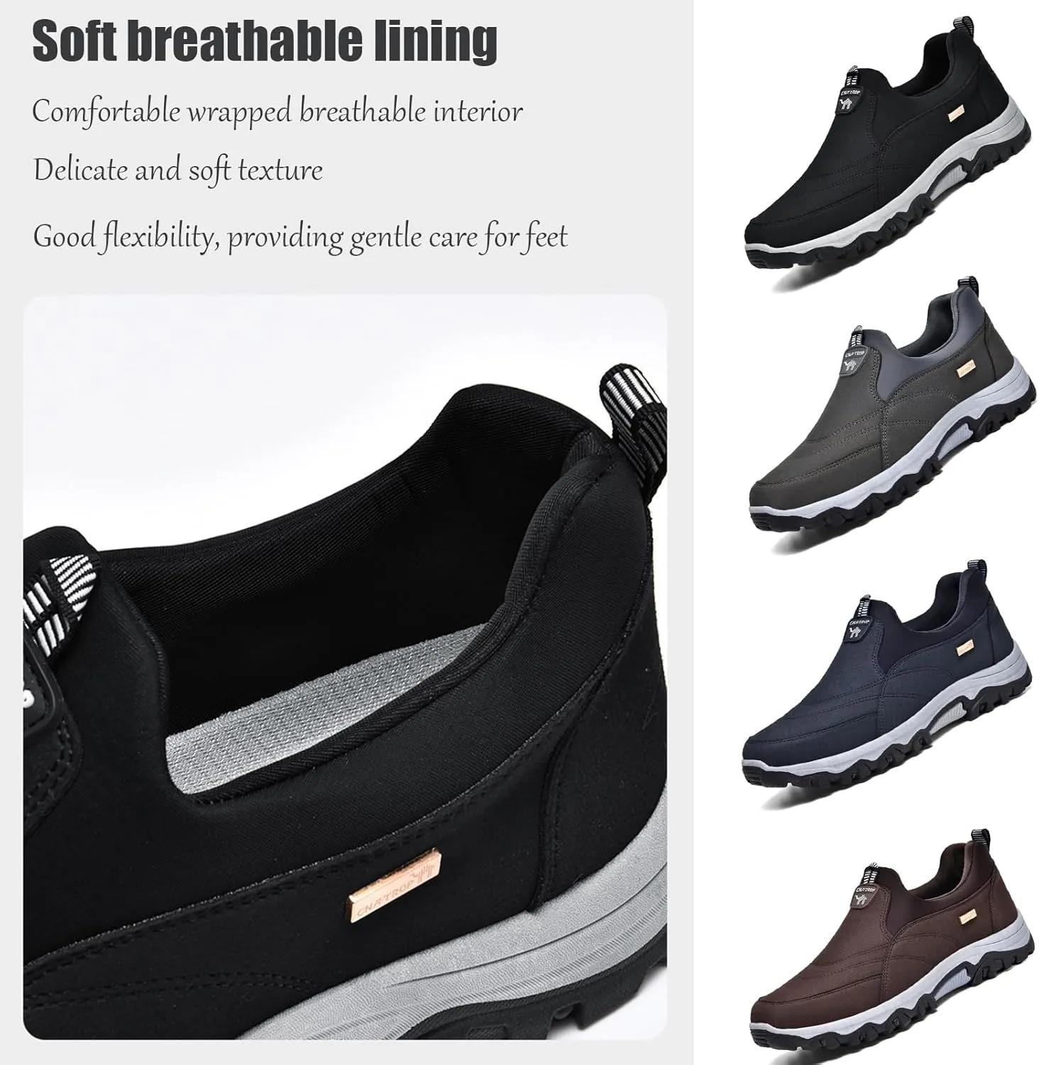Men's Slip-on Orthopedic Non-Slip Walking Loafers Fashionable Comfort Breathable Arch Support Outdoor Hiking Sneakers Casual Soft Flats Driving Work Shoes