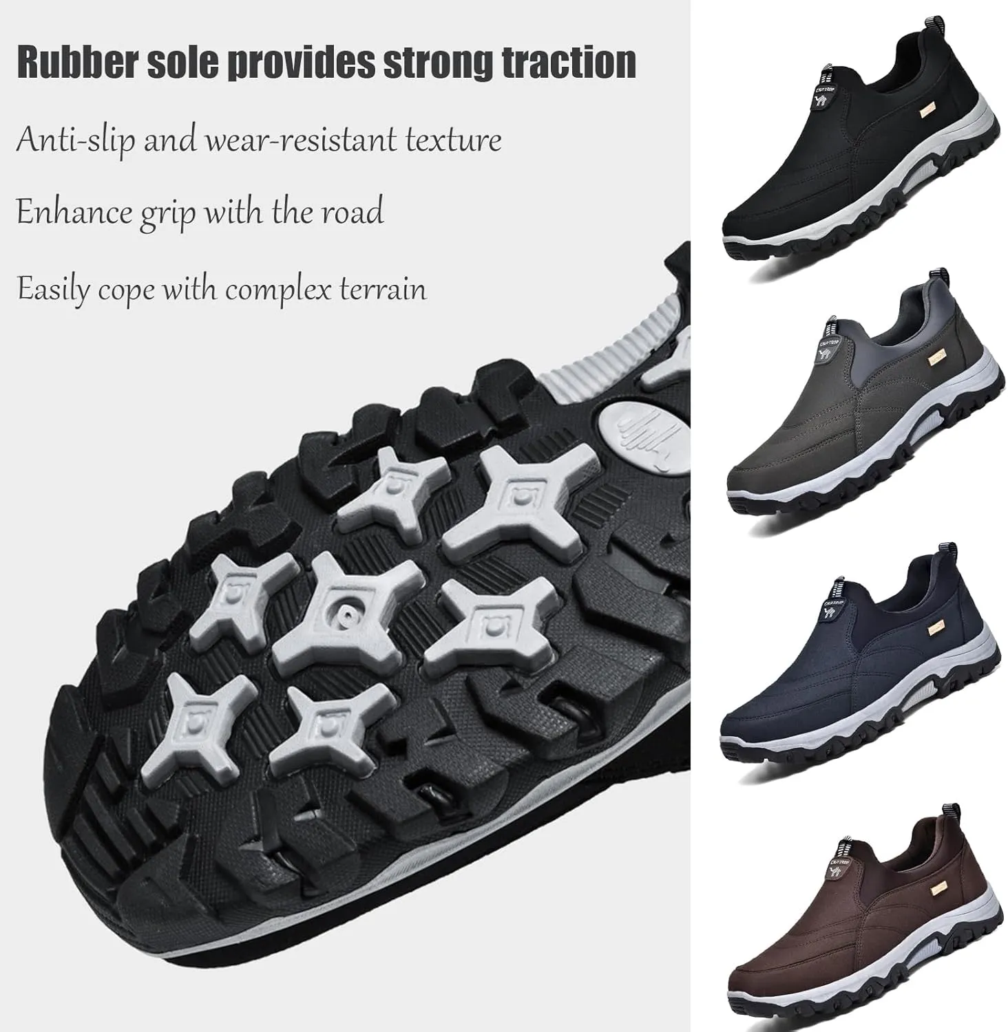 Men's Slip-on Orthopedic Non-Slip Walking Loafers Fashionable Comfort Breathable Arch Support Outdoor Hiking Sneakers Casual Soft Flats Driving Work Shoes