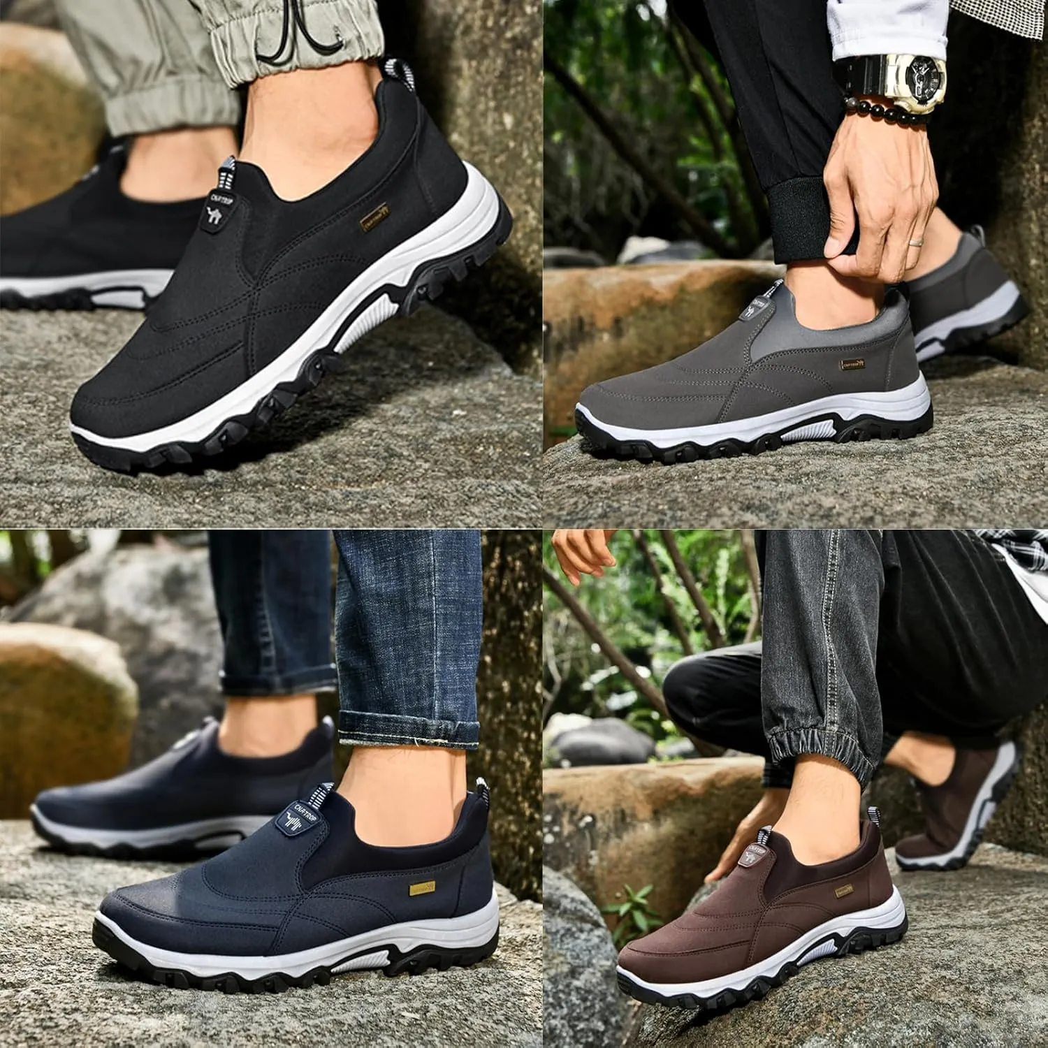 Men's Slip-on Orthopedic Non-Slip Walking Loafers Fashionable Comfort Breathable Arch Support Outdoor Hiking Sneakers Casual Soft Flats Driving Work Shoes