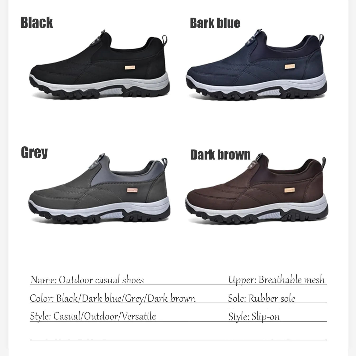 Men's Slip-on Orthopedic Non-Slip Walking Loafers Fashionable Comfort Breathable Arch Support Outdoor Hiking Sneakers Casual Soft Flats Driving Work Shoes
