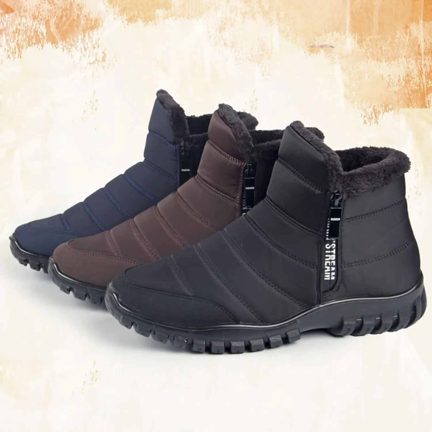 Mens Winter Snow Boots, Waterproof Boots Warm Duck Shoes Lightweight Hiking Boot Work Boots for Women