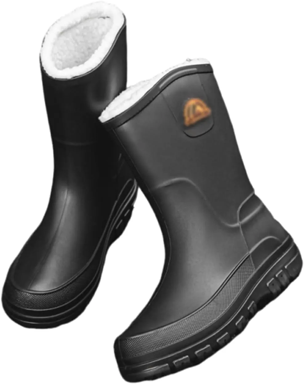 Men's Winter Warm Rubber Boots, Outdoor Waterproof Non-slip Winter Warm Fur Lined Mid Calf Rain Boots for Men, Garden Wear Width Hunting Shoes, for Agriculture and Industrial Working