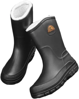 Men's Winter Warm Rubber Boots, Outdoor Waterproof Non-slip Winter Warm Fur Lined Mid Calf Rain Boots for Men, Garden Wear Width Hunting Shoes, for Agriculture and Industrial Working