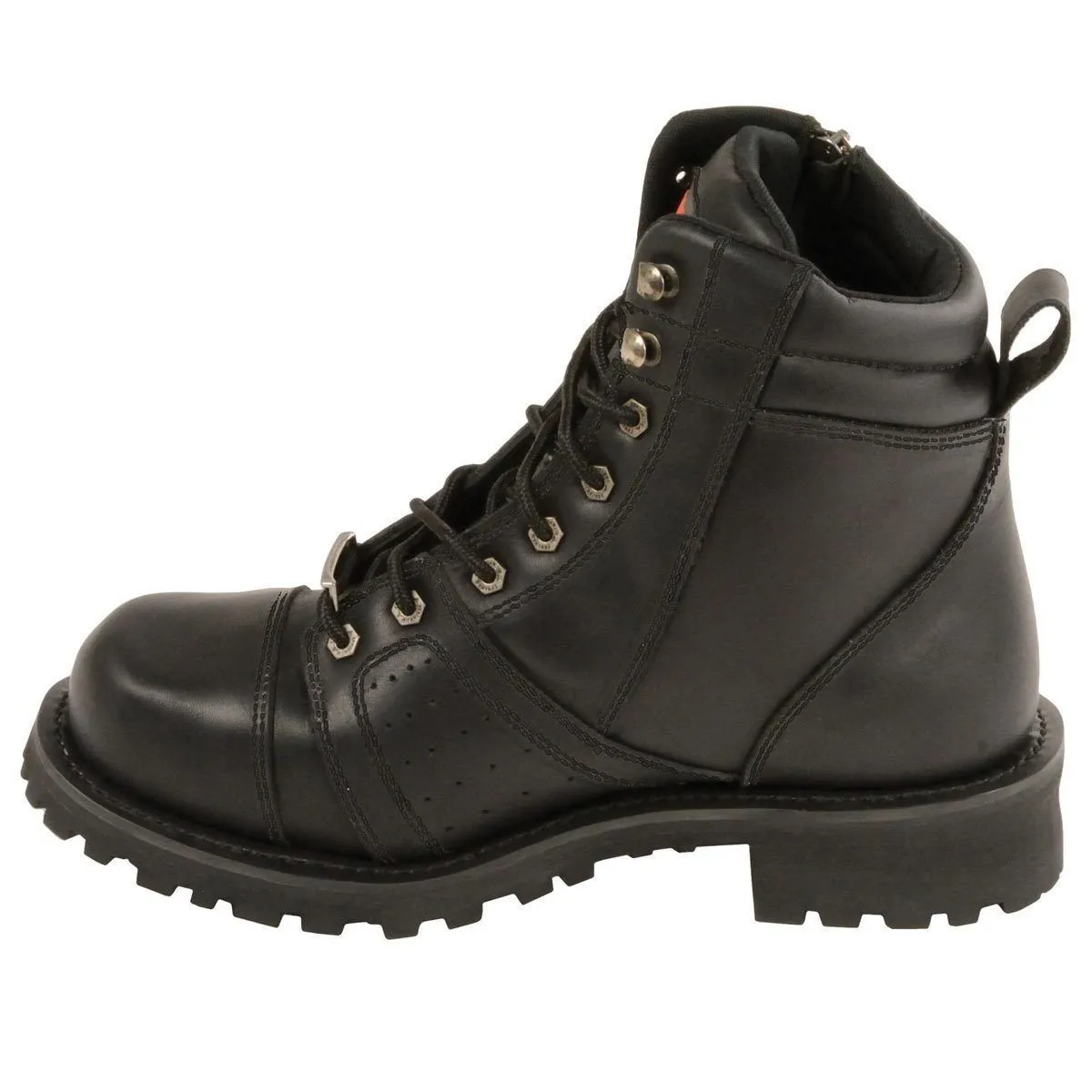 Milwaukee Leather Boots MBM9000  en's Black Leather Wide Boots with Contrast Stitching