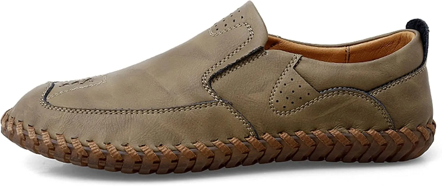 Minishion Mens Comfortable Slip on Shoes Cap Toe Breathable Walking Loafers Moccasins