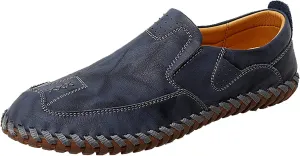 Minishion Mens Comfortable Slip on Shoes Cap Toe Breathable Walking Loafers Moccasins