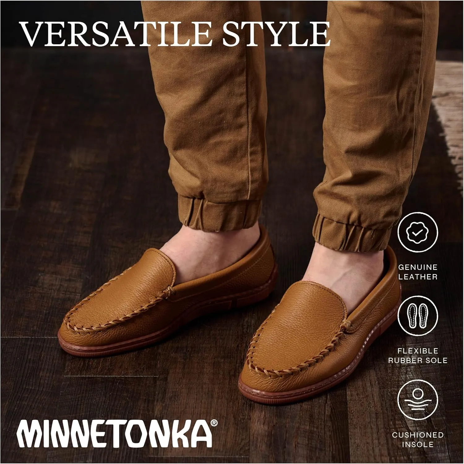 Minnetonka Men's Moosehide Leather Moccasins