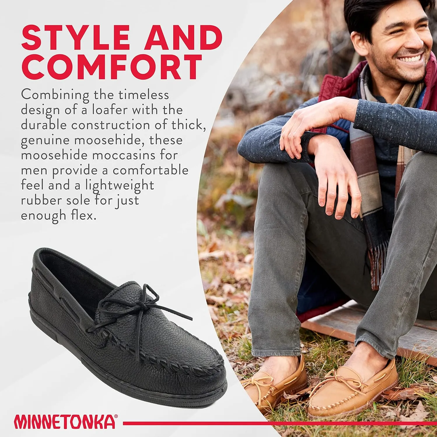 Minnetonka Men's Moosehide Leather Moccasins