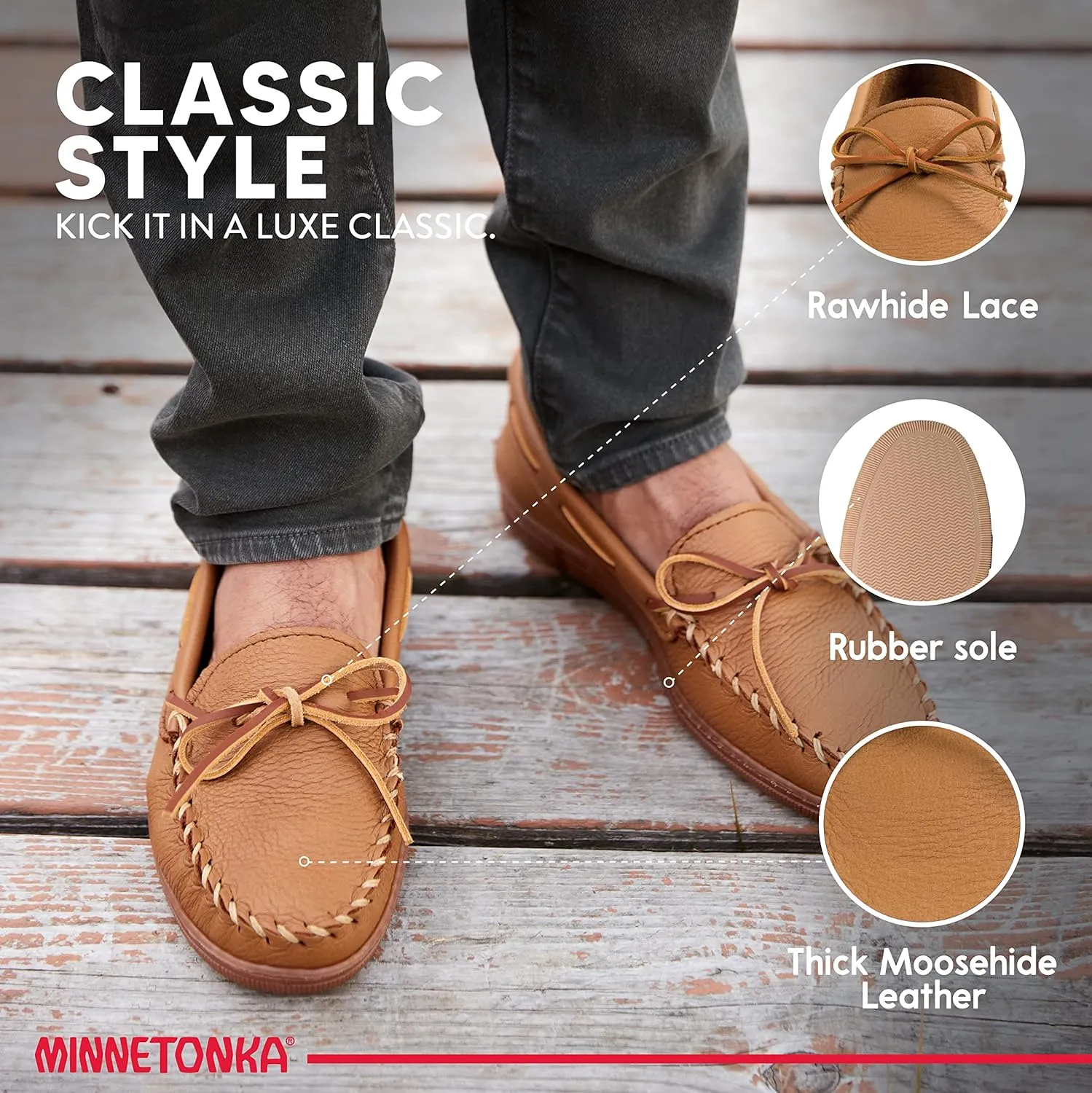 Minnetonka Men's Moosehide Leather Moccasins