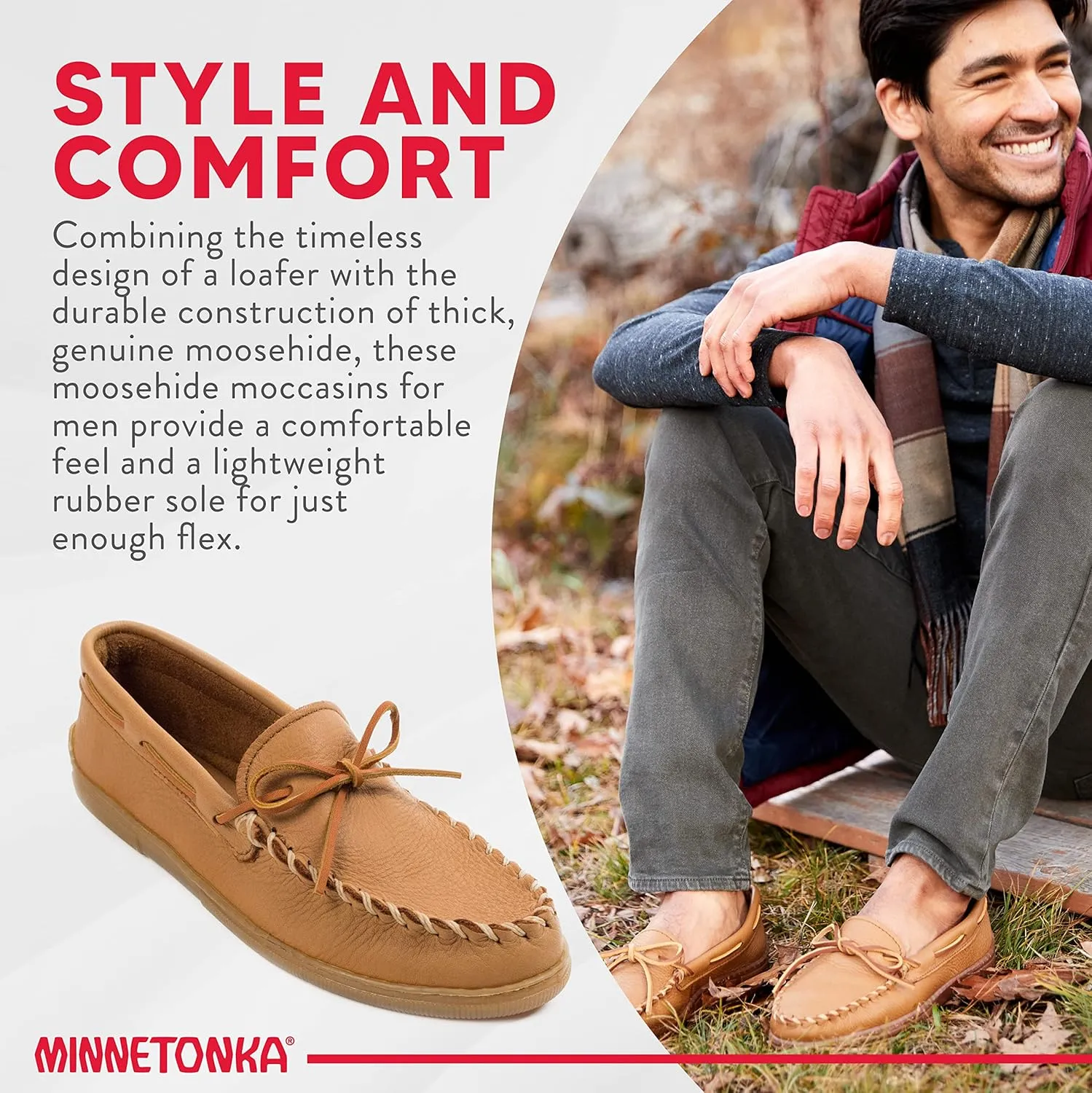 Minnetonka Men's Moosehide Leather Moccasins