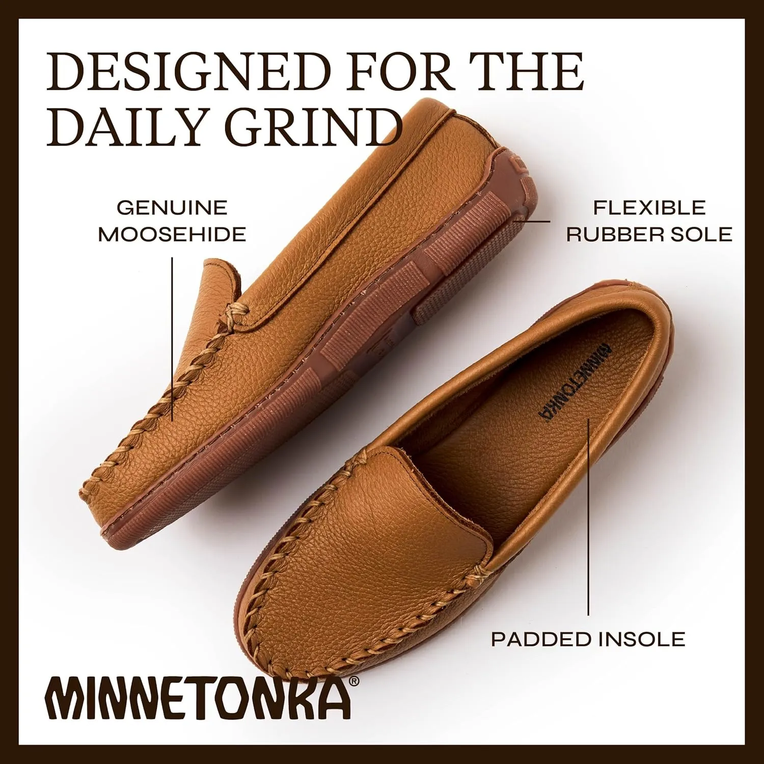 Minnetonka Men's Moosehide Leather Moccasins