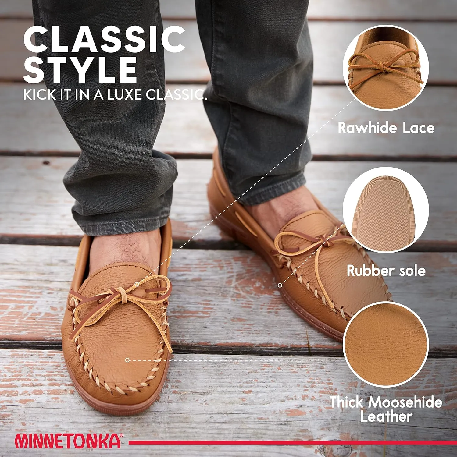Minnetonka Men's Moosehide Leather Moccasins