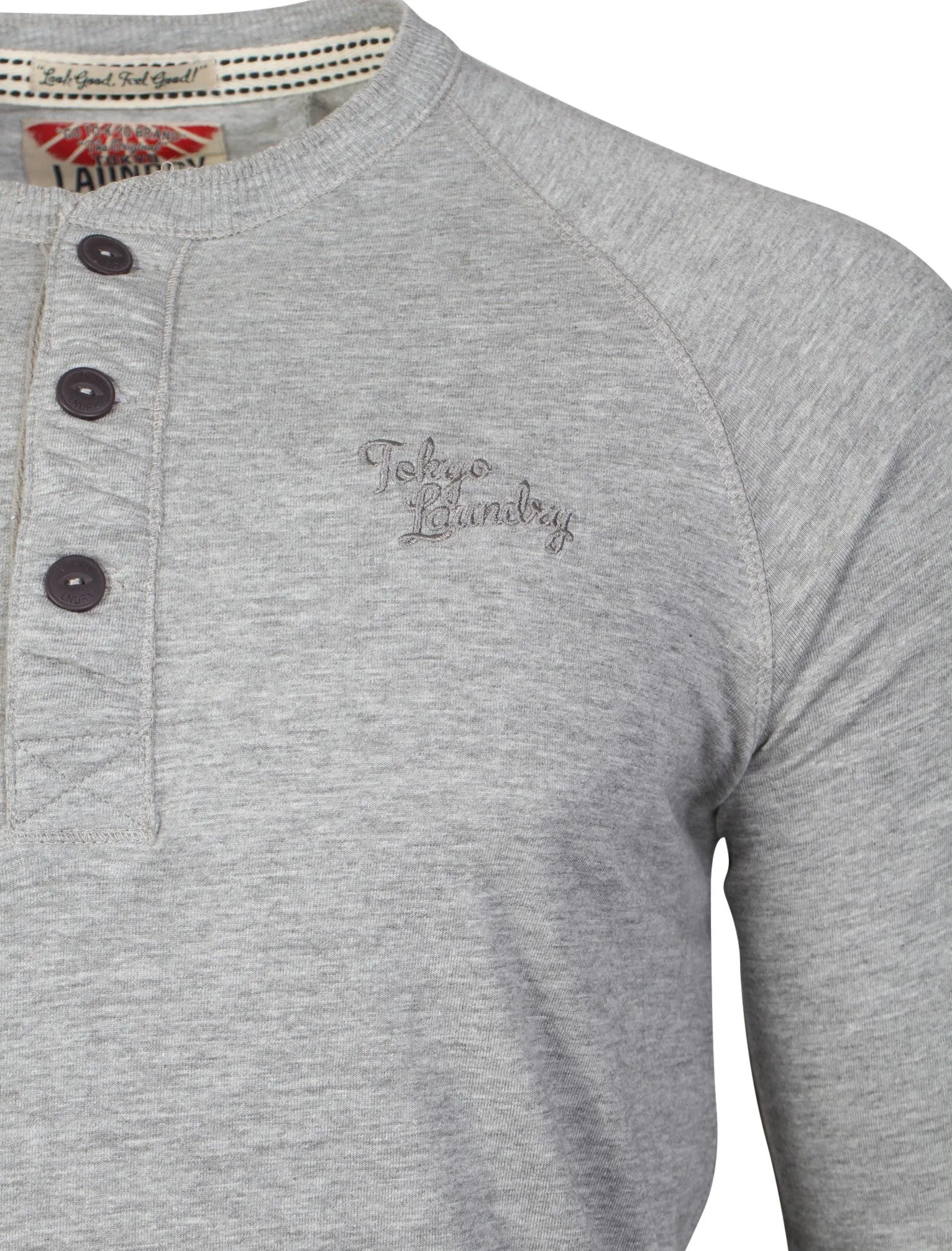 Newick Harbour Henley Sweatshirt in Light Grey Marl - Tokyo Laundry