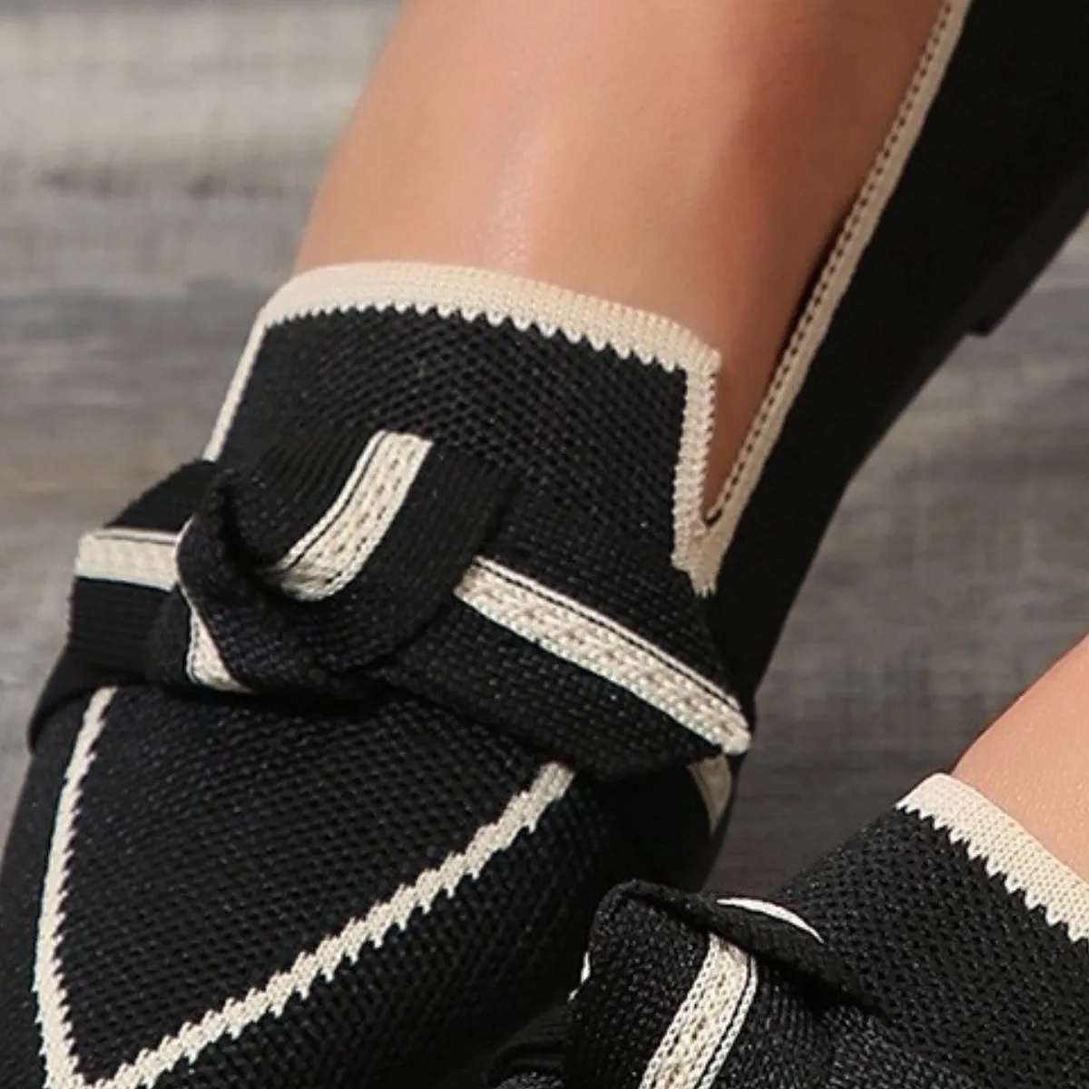 PRE-ORDER: Bow Contrast Trim Point Toe Loafers
