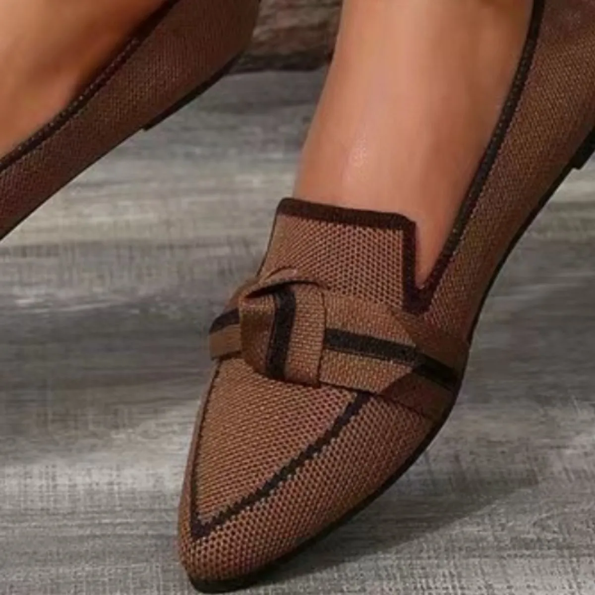 PRE-ORDER: Bow Contrast Trim Point Toe Loafers