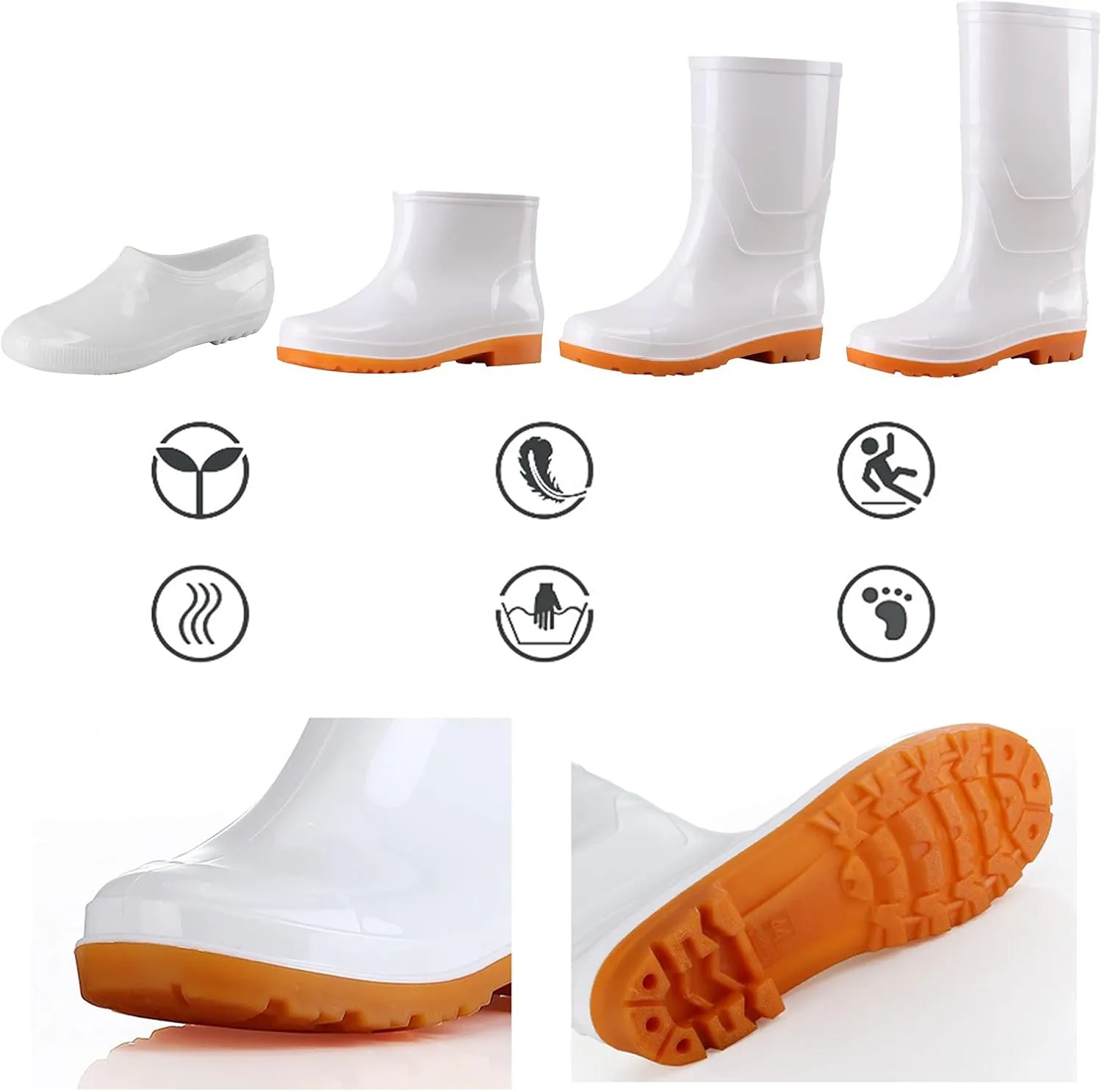 Rain Boots Women Women's Short Ankle Rain Boots Lightweight Chelsea Rain Boots Rubber Waterproof Booties Garden Shoes